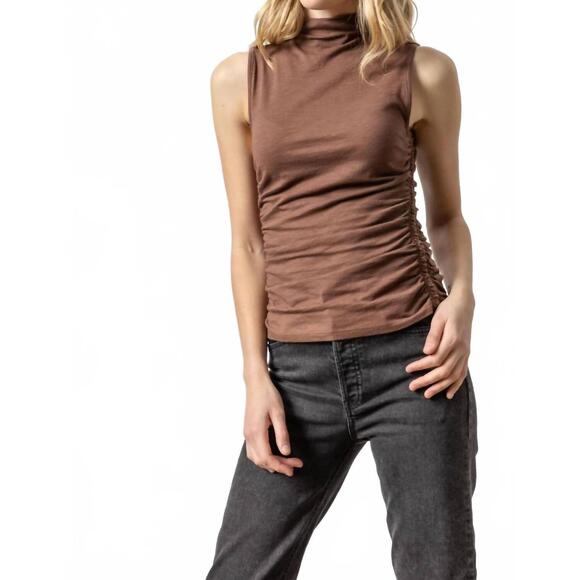 LILLA P Tops - NEW LILLA P shirred mock neck tank top in java